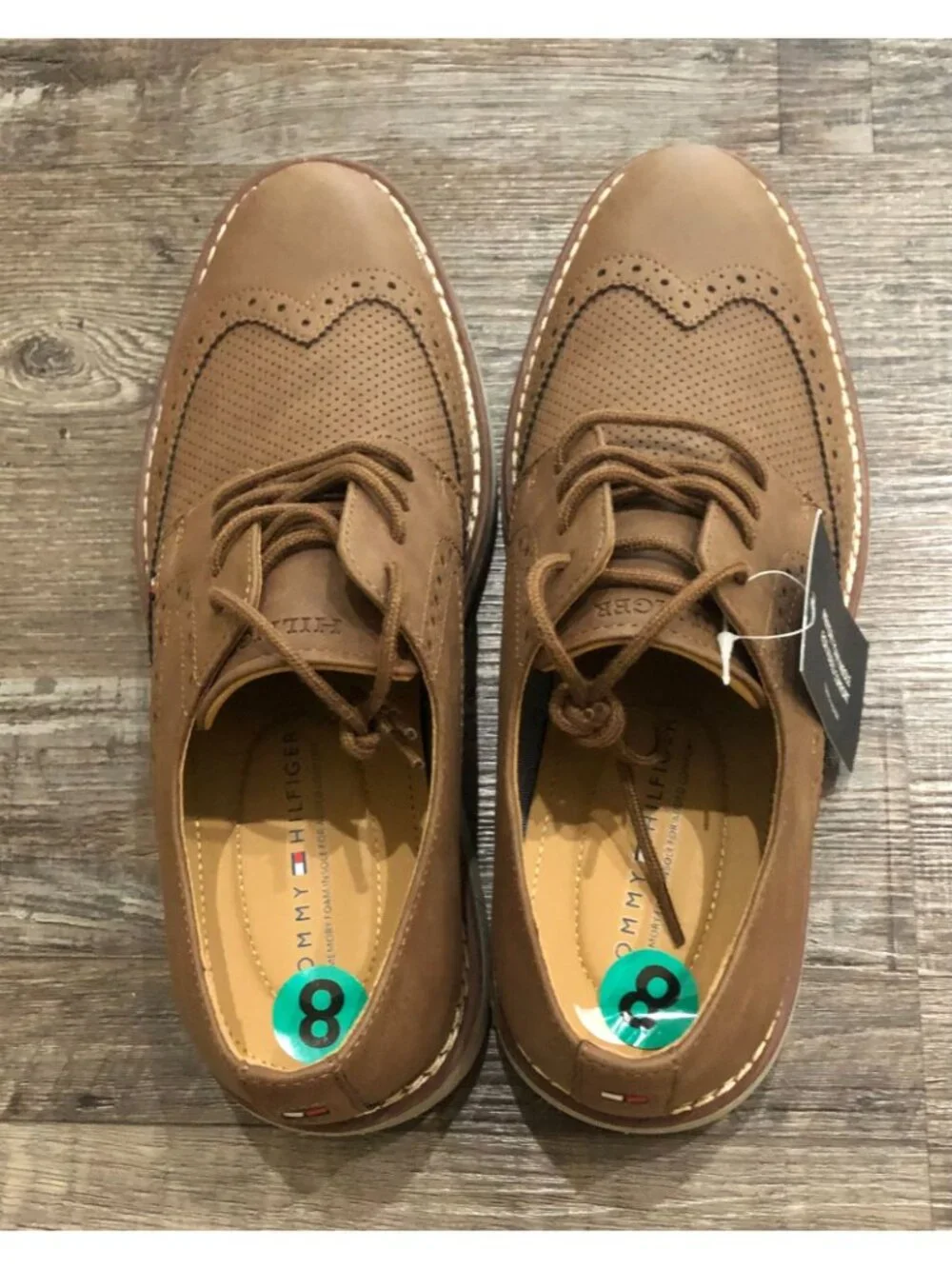 Tommy Hilfiger Hinede Wingtip Derby Shoes Mens Size 8 Brown New with Tags